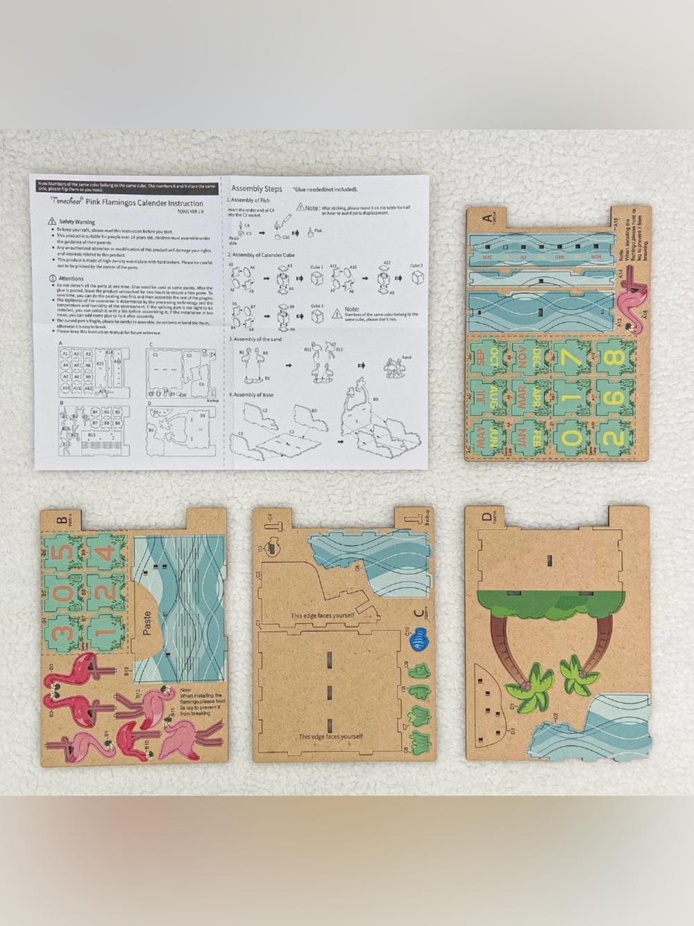 Pink Flamingos 3D Puzzle Calendar - Picture 5 of 6